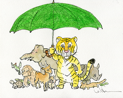 ヒサクニヒコ「森を守るトラの傘」